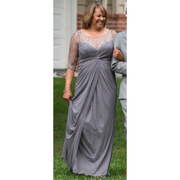 Montage by Mon Cheri Dresses & Skirts - Elegant Embellished Gray Evening Gown